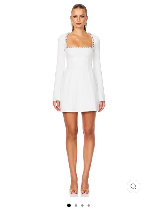 Nookie Dresses & Skirts - Nookie White Long-Sleeve Mini Dress with Embellished Square Neckline Size XS